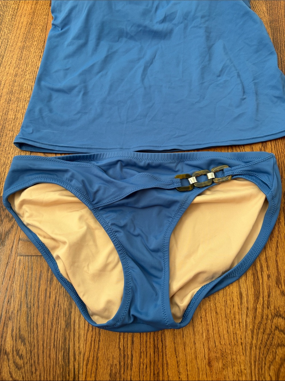 Lands' End Blue Tankini Top and Bikini Bottom Set - Picture 3 of 6